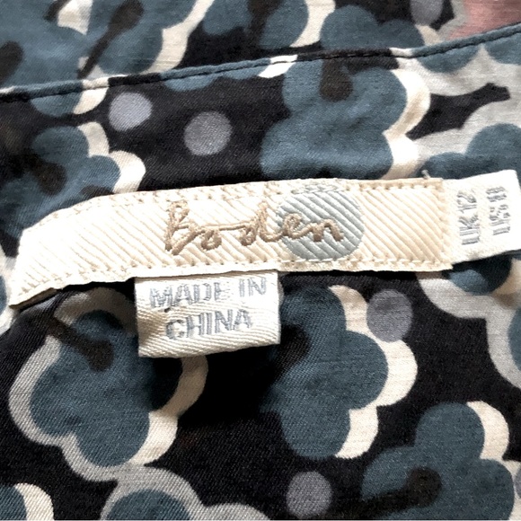 Boden Floral Top Comfort Silk Viscose Blues Size 8 - Picture 4 of 9